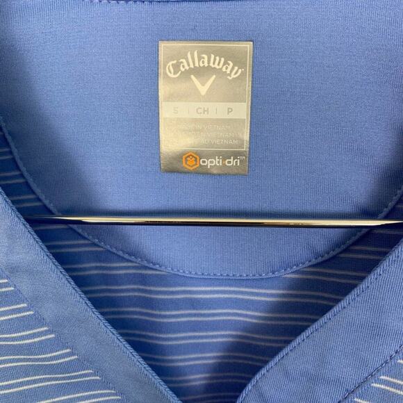 Callaway Opti-Dri Golf/Tennis Ladies SS V Neck Blue White Strip Top Size… - Picture 4 of 8
